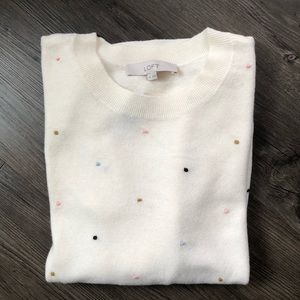 Loft rainbow dot sweater size medium